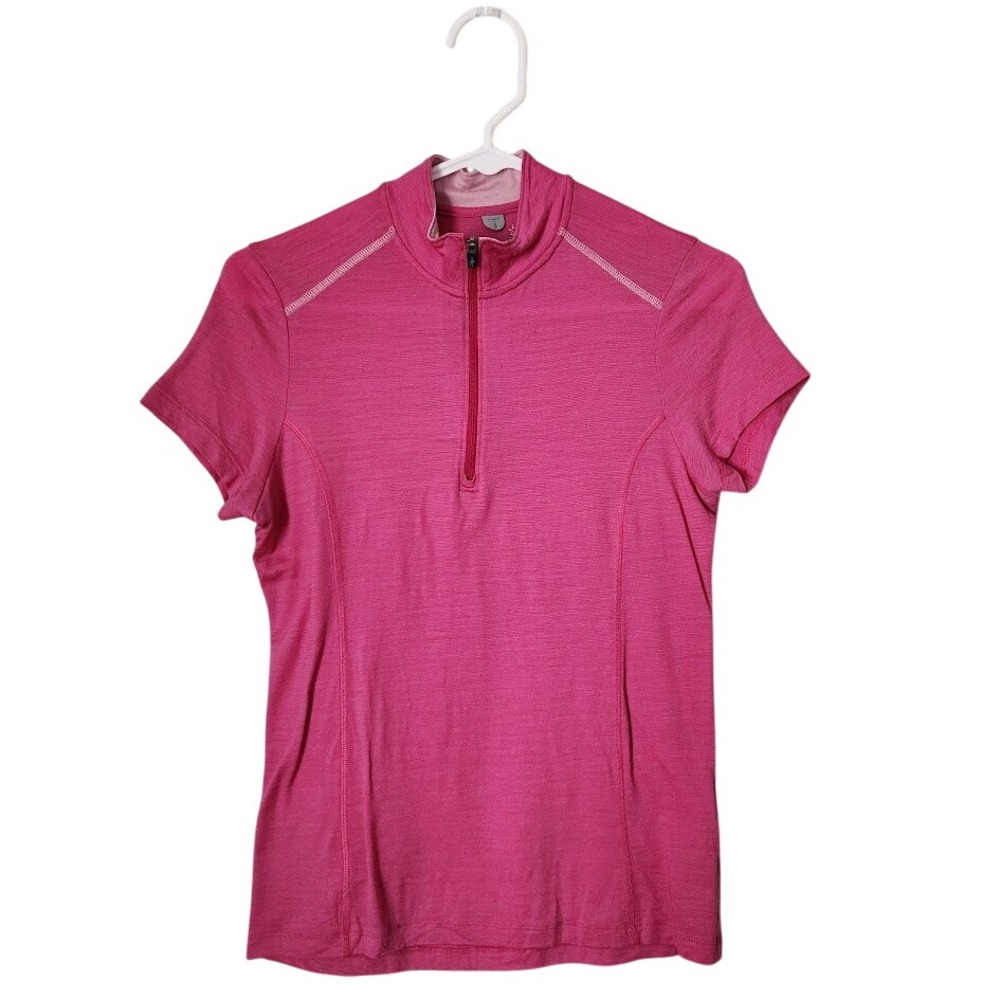 SMARTWOOL Merino Wool Half Zip Short Sleeve Base‎ Layer Pink S